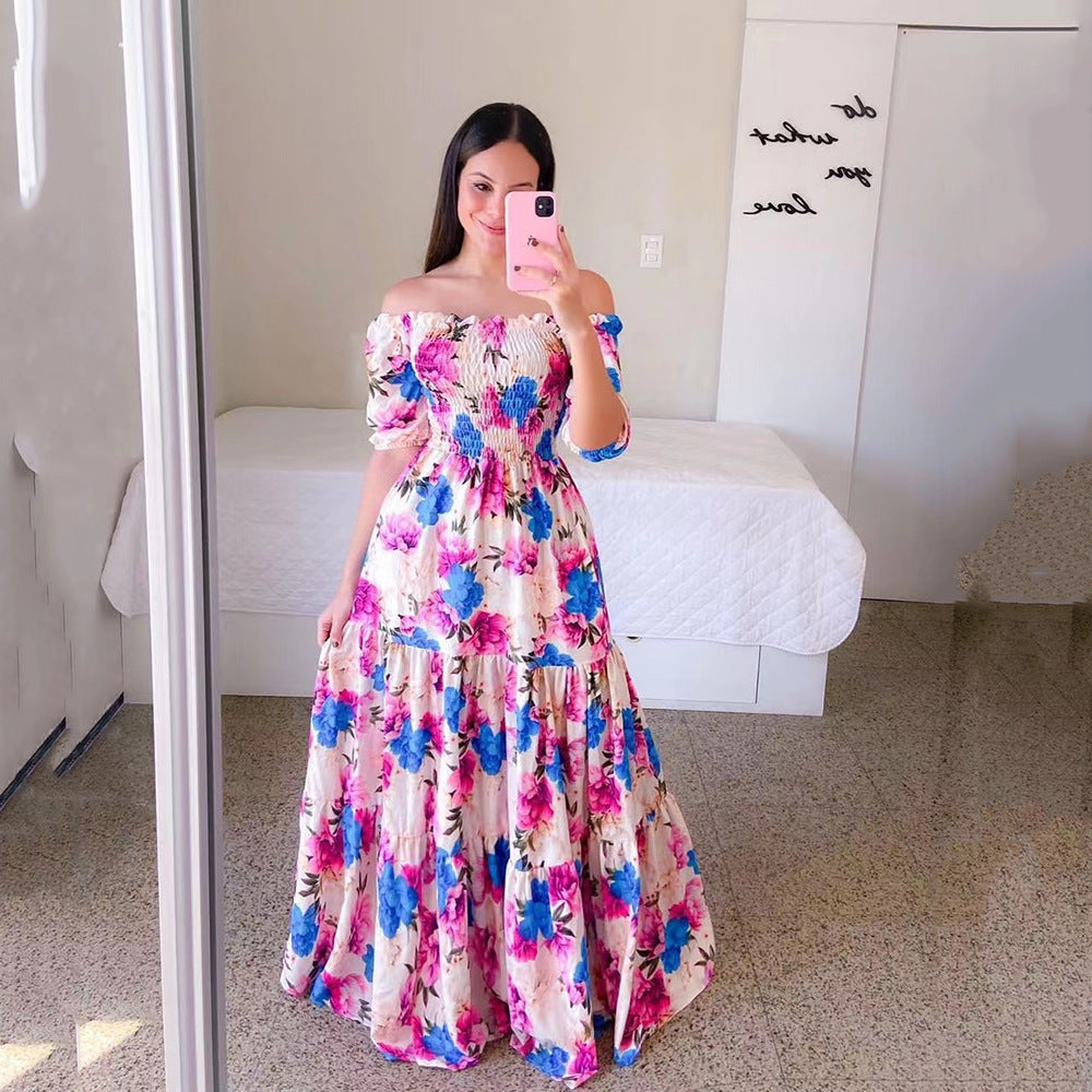 Sexy Off The Shoulder Flowers Long Dresses