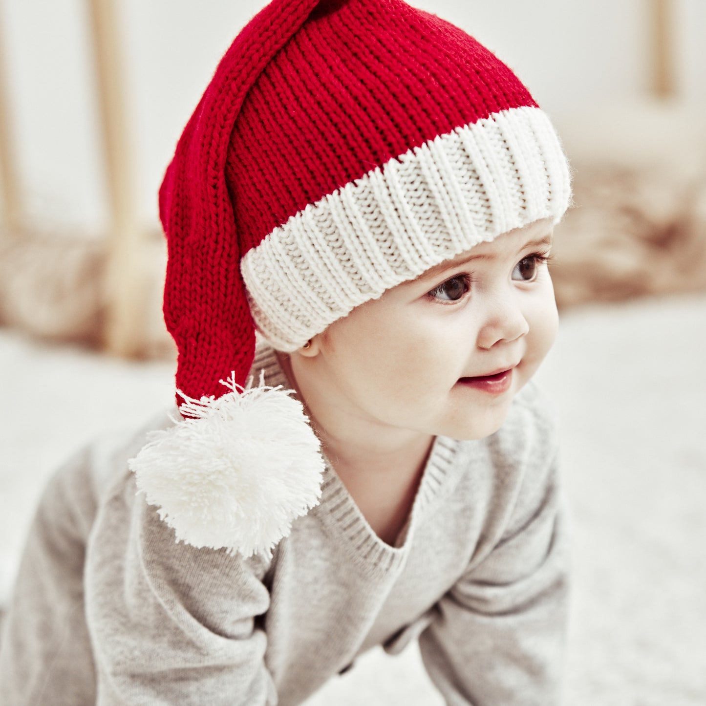 Christmas Parent-kids Red Knitted Warm Hats