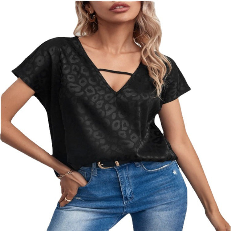 Women Short Sleeves V Neck Blouses