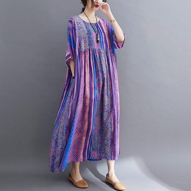 Purple Summer Women Long Loose Dresses