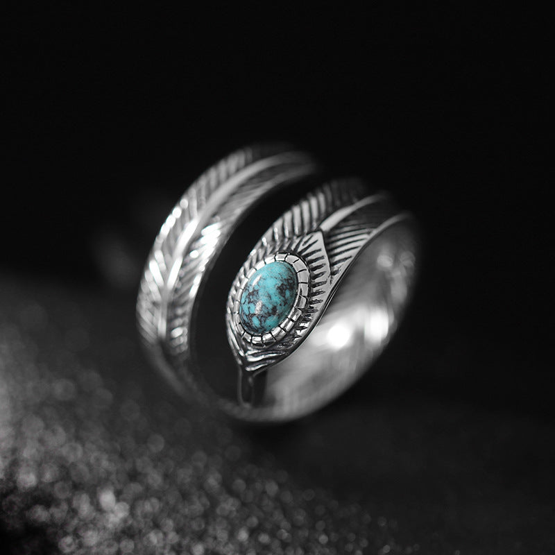 Autique Feather Design Sterling Sliver Rings for Women&Men