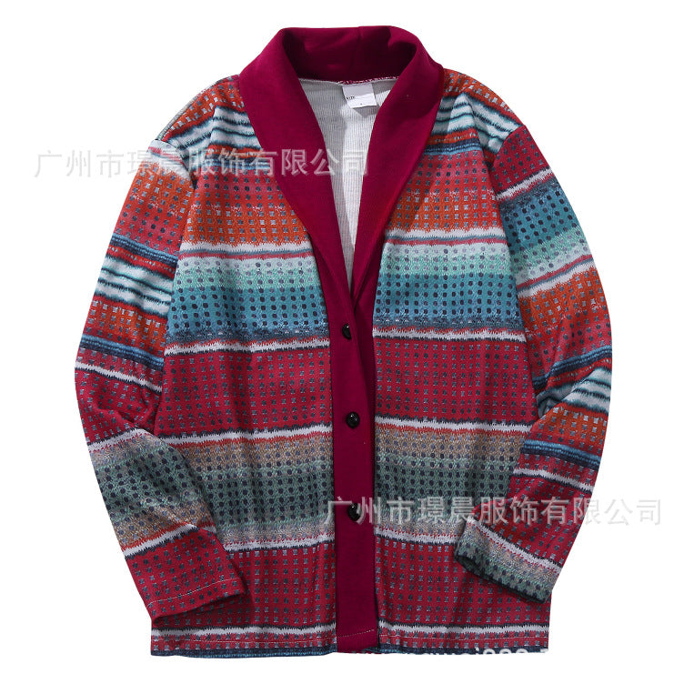 Men's Print Long Sleeves Knitting Cardigan Sweaters