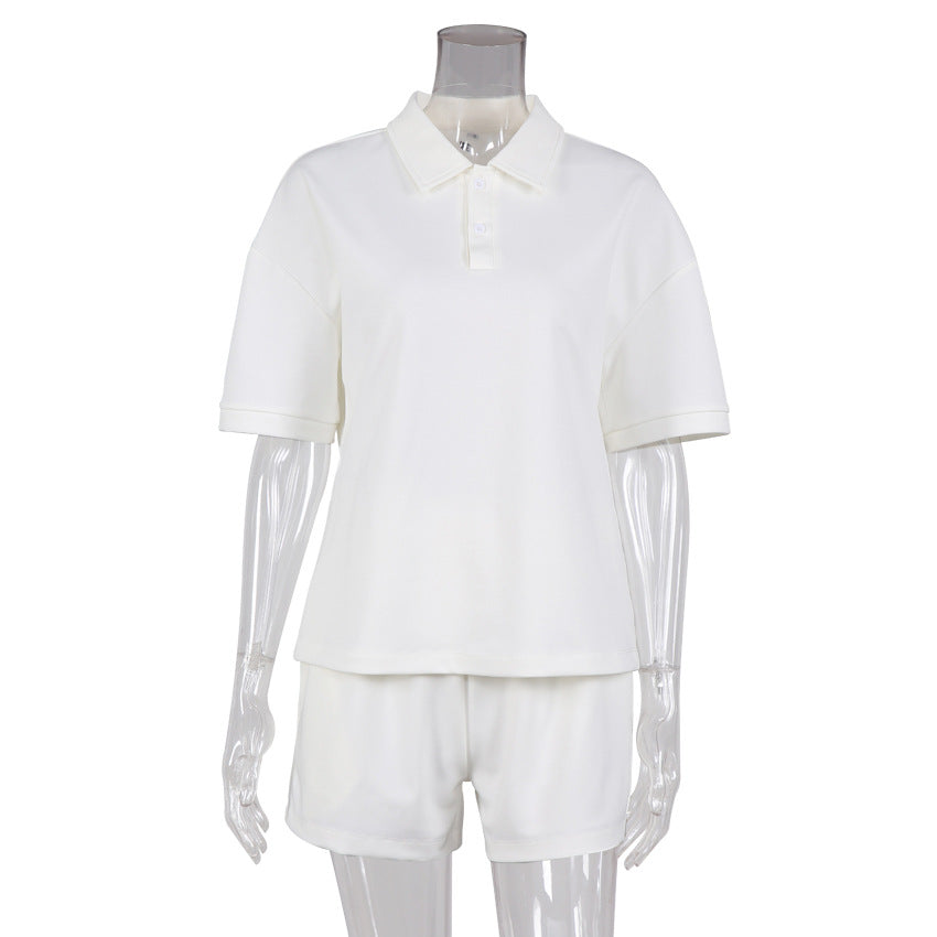 White Polo Shirts and Shorts Summer Suits