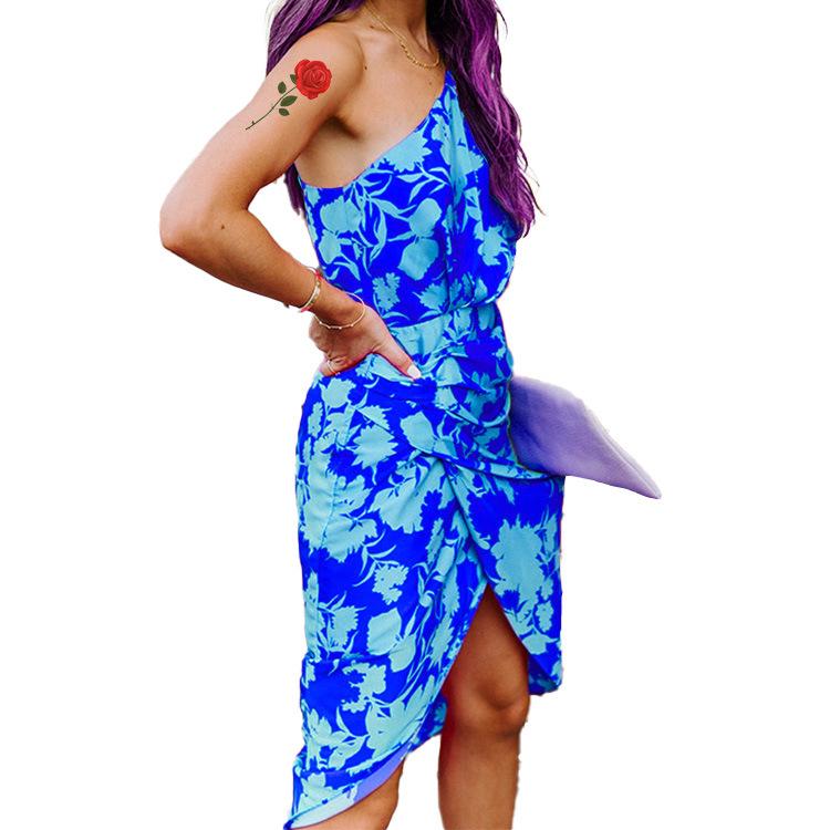 Summer One Shoulder Bodycon Midi Dresses-STYLEGOING