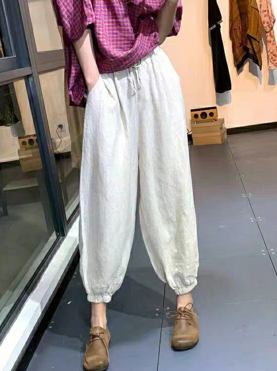 Vintage Linen Plus Sizes Women Harem Pants