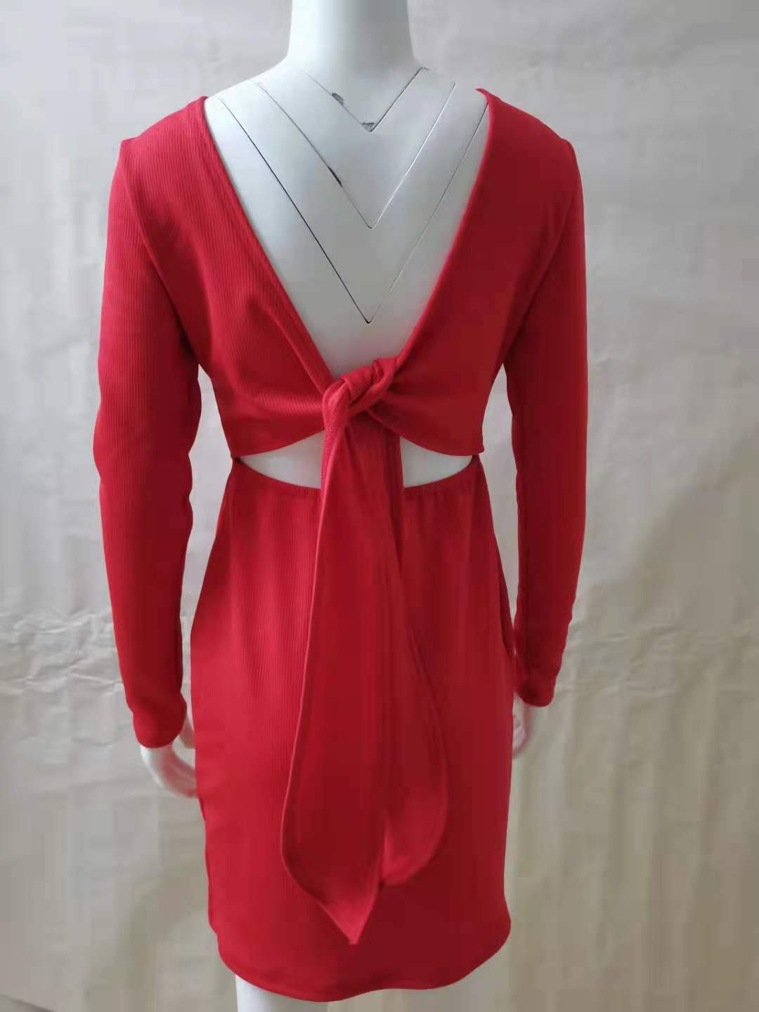 Sexy Bowknot Backless Knitting Mini Dresses--Free Shipping at meselling99