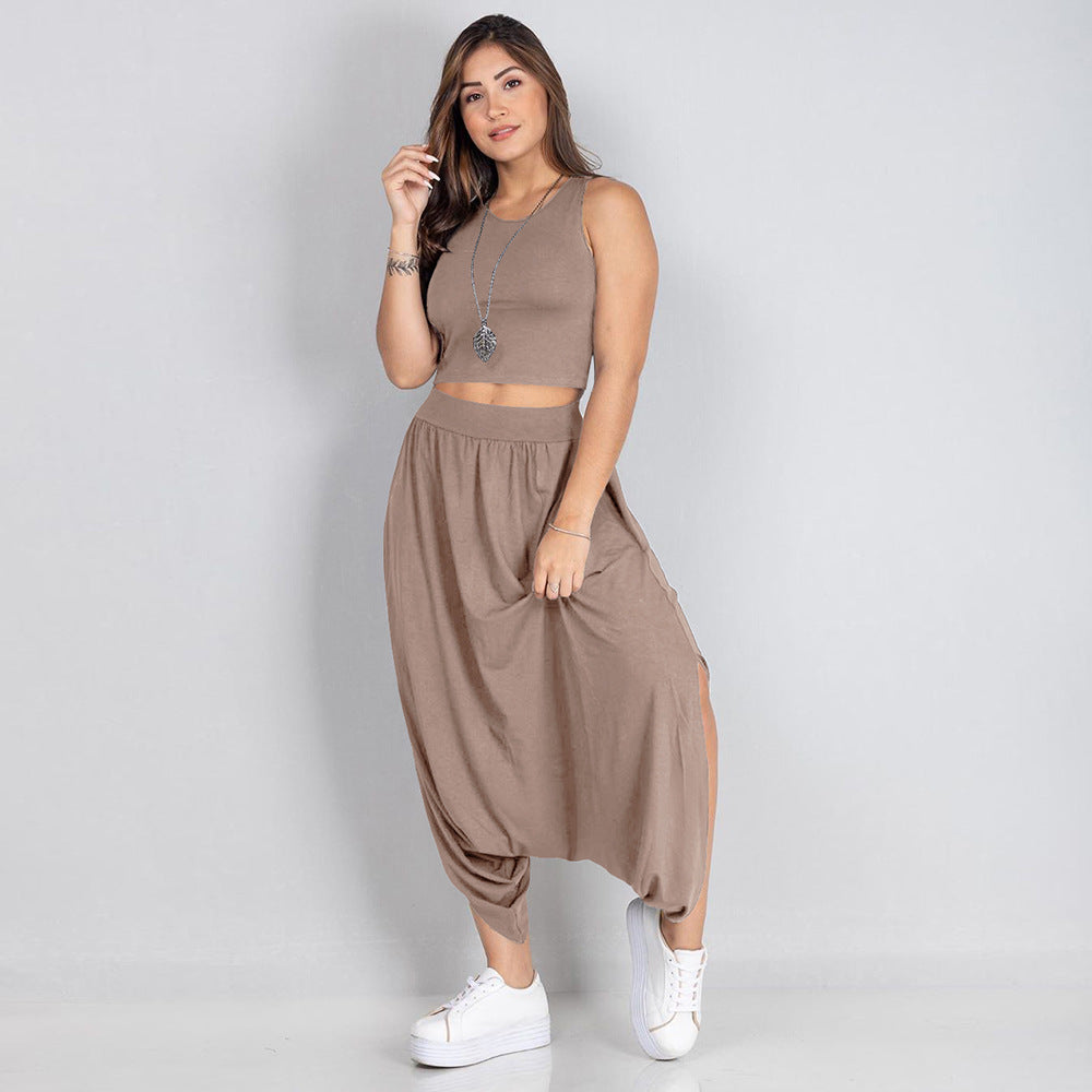 Casual Summer Sleeveless T Shirts&harem Pants