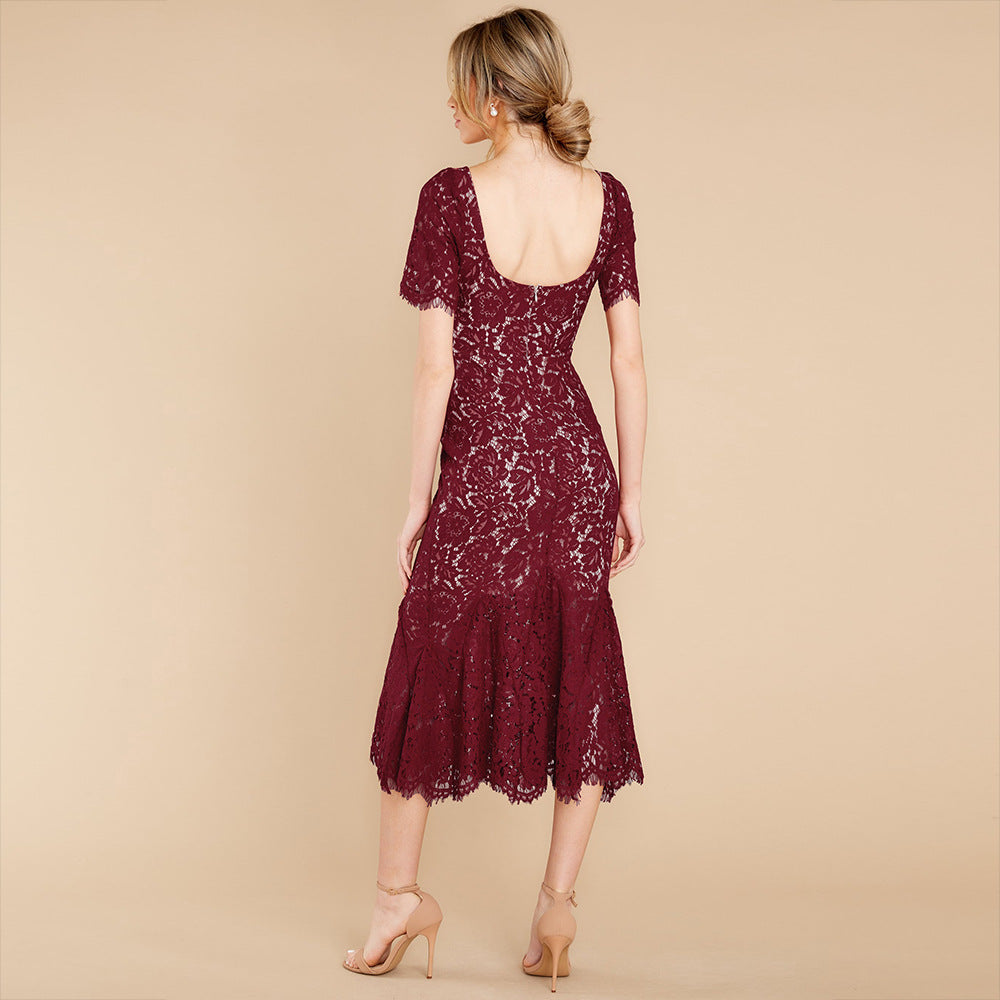 Sexy Backless Elegant Lace Dresses for Women