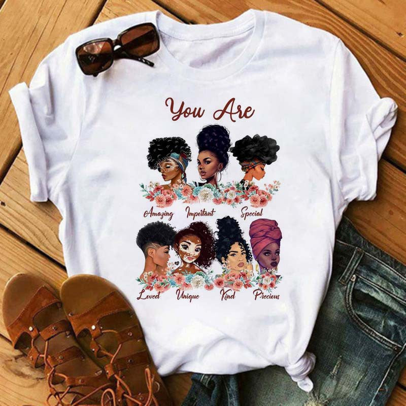 African Girl Women Short Sleeves T Shirts