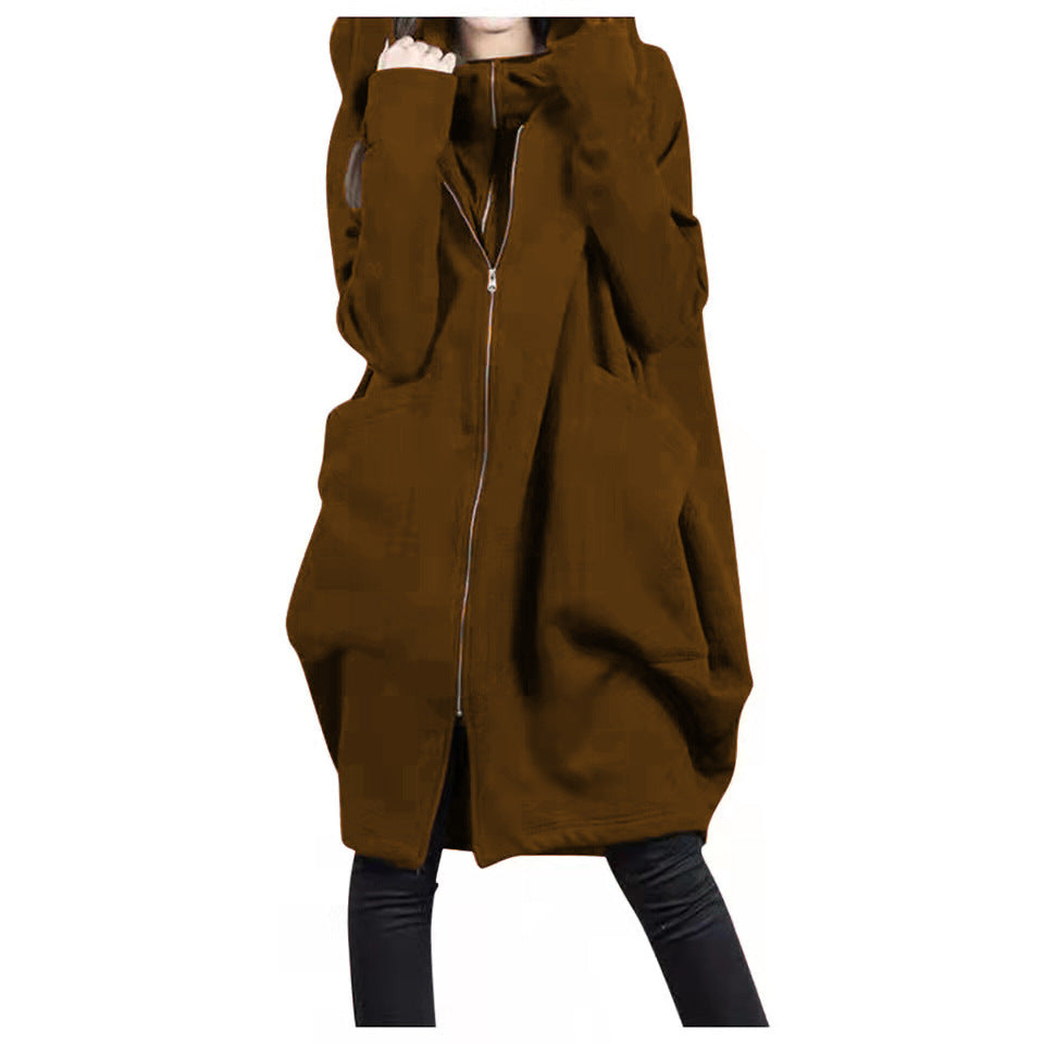 Casual Women Winter Zipper Hoody Overcoat