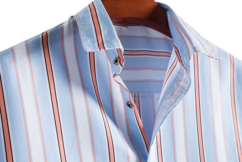 Summer Casual Striped Print Men's Shirts