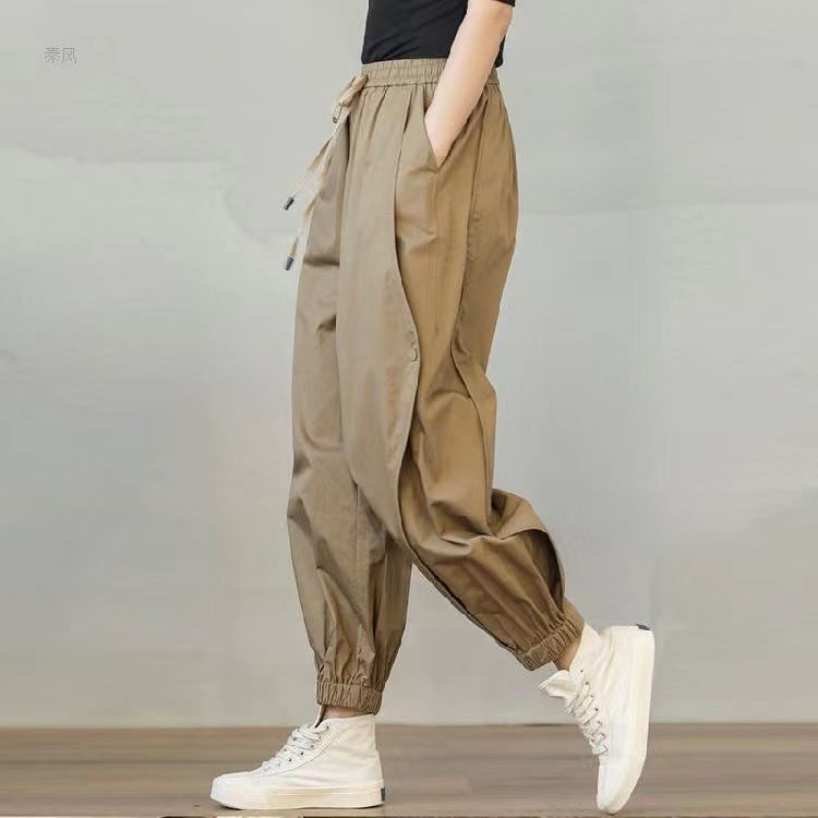 Designed Elastic Waist Women Harem Pants