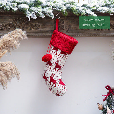 Merry Christmas Knitting Elk Design Stocking Gift Bags 4pcs/Set