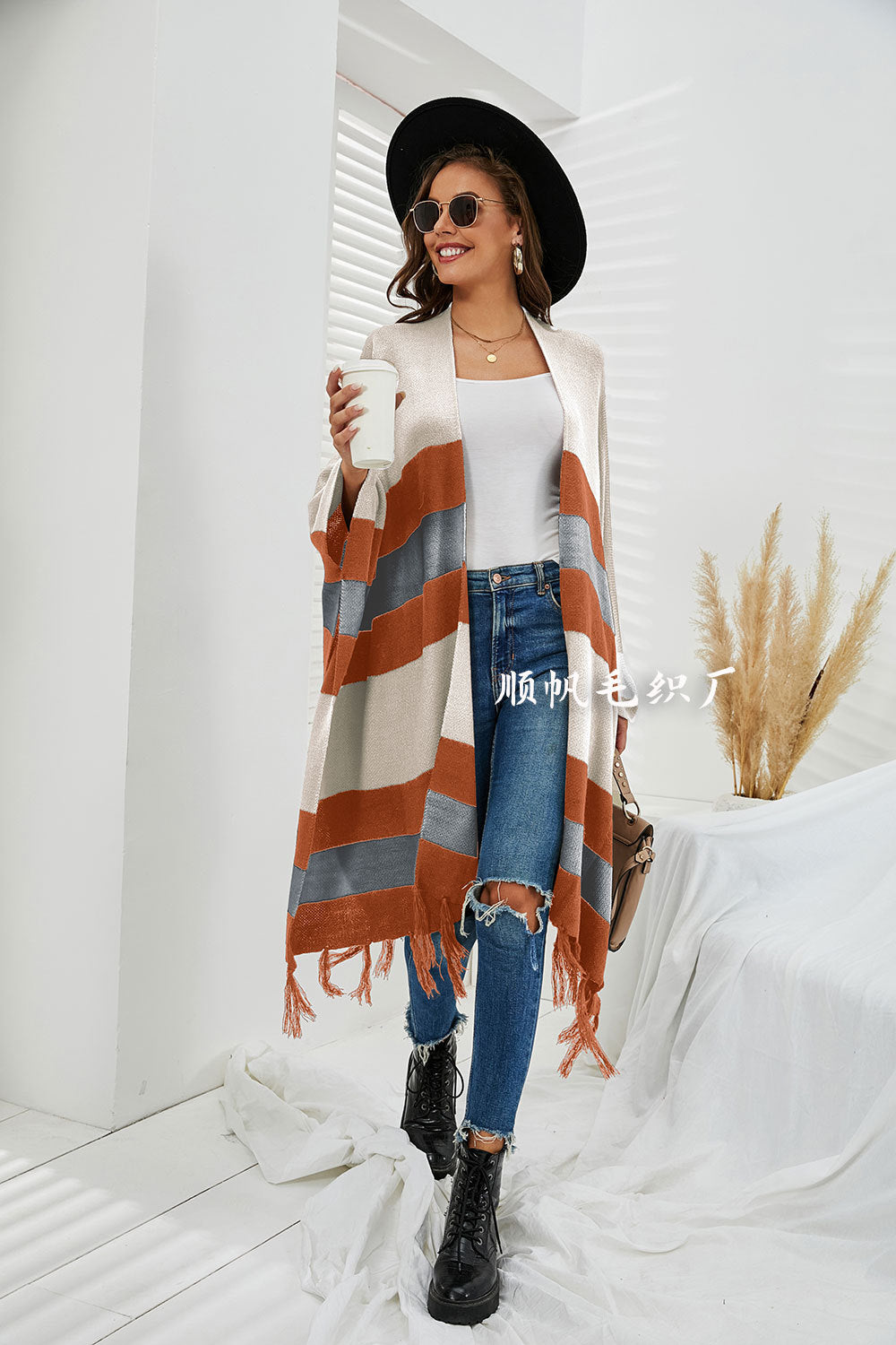 Women Plus Sizes Tassels Knitting Capes