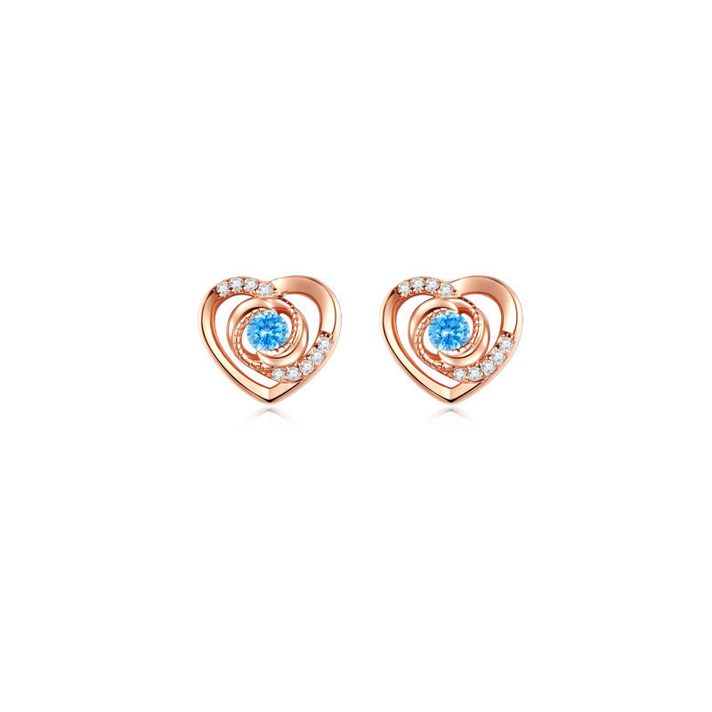 Cute Heart Shape Sterling Sliver Earring Studs