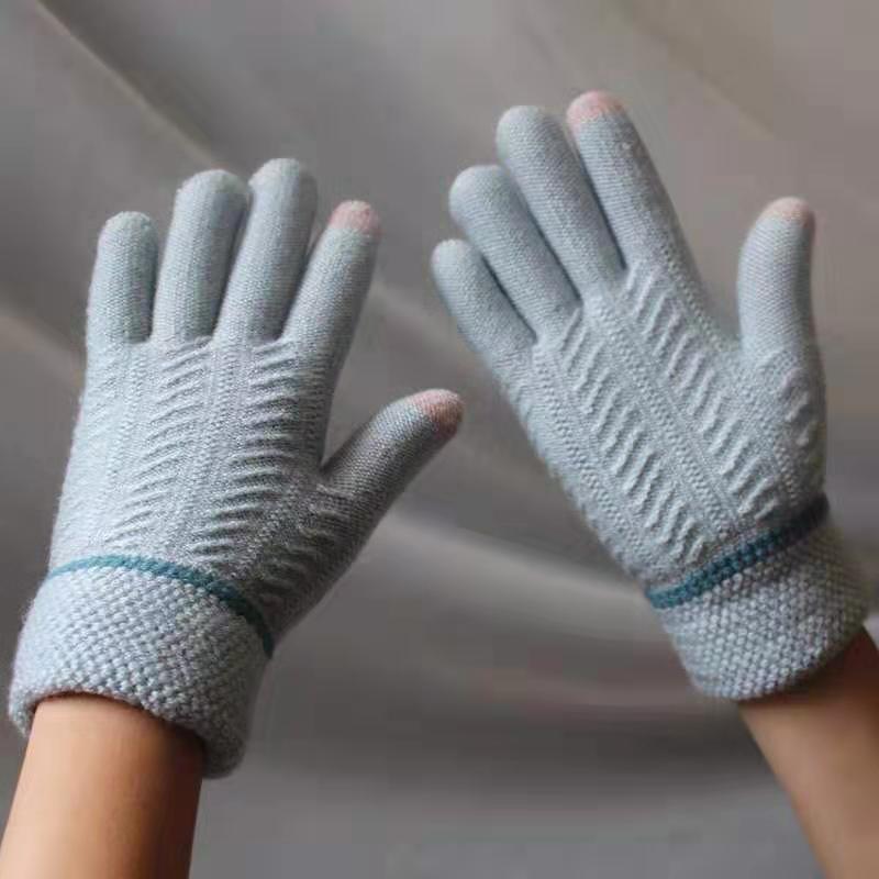 Winter Warm Velvet Knitted Gloves for Men and Women