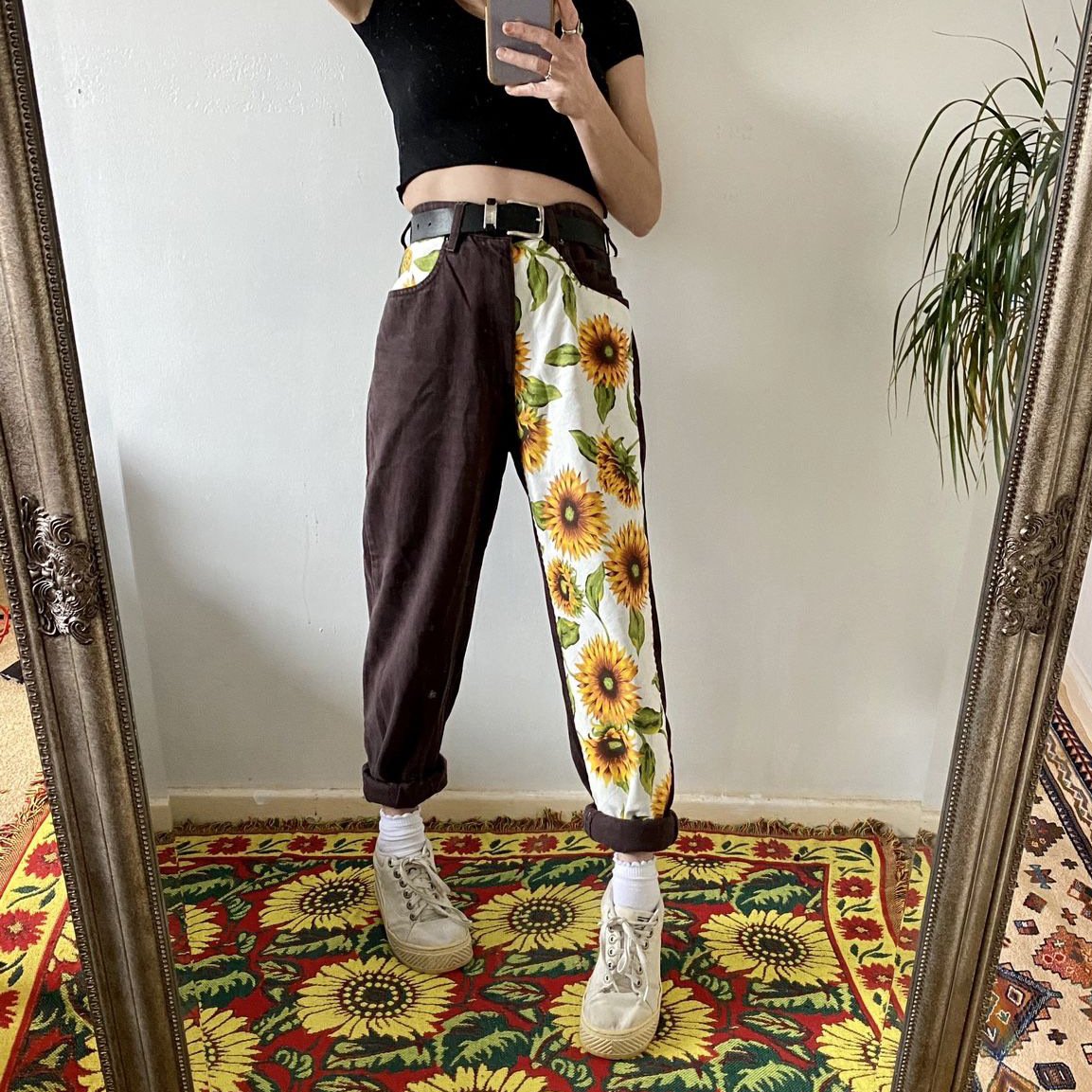 Casual Floral Print Demin Loose Pants-STYLEGOING