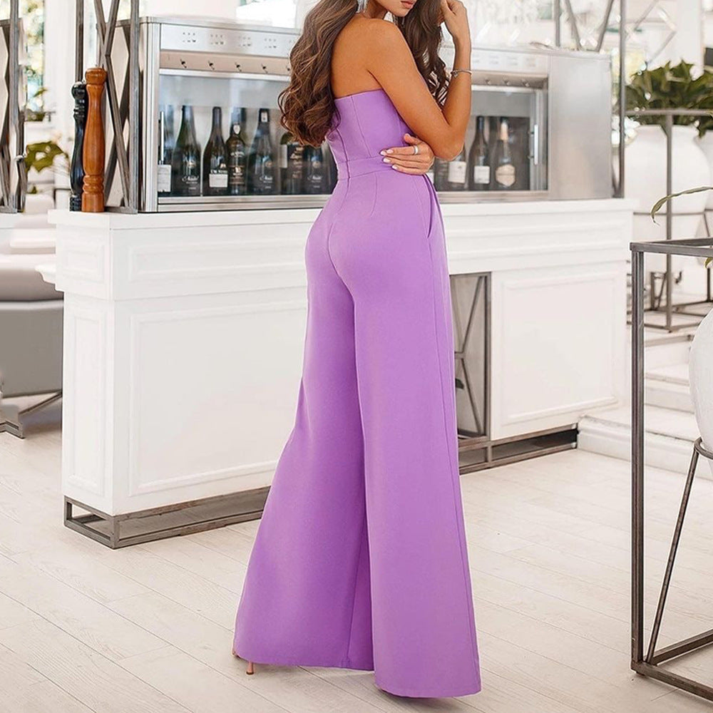 Sexy Strapless Slit Jumpsuits for Women