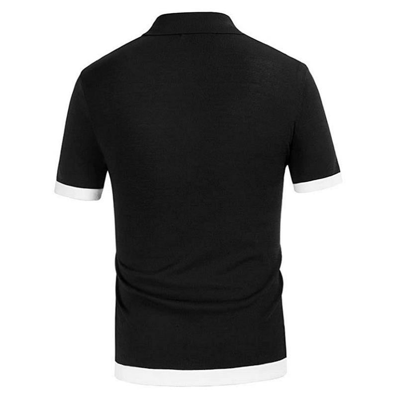White&black Striped Business Polo T Shirts for Men
