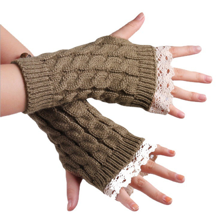 2 Pairs/Set Lovely Finger Less Knitted Gloves for Girl