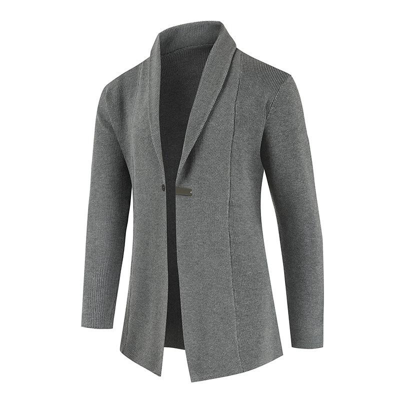 Casual Knitted Turnover Collar Men Fall Cardigan