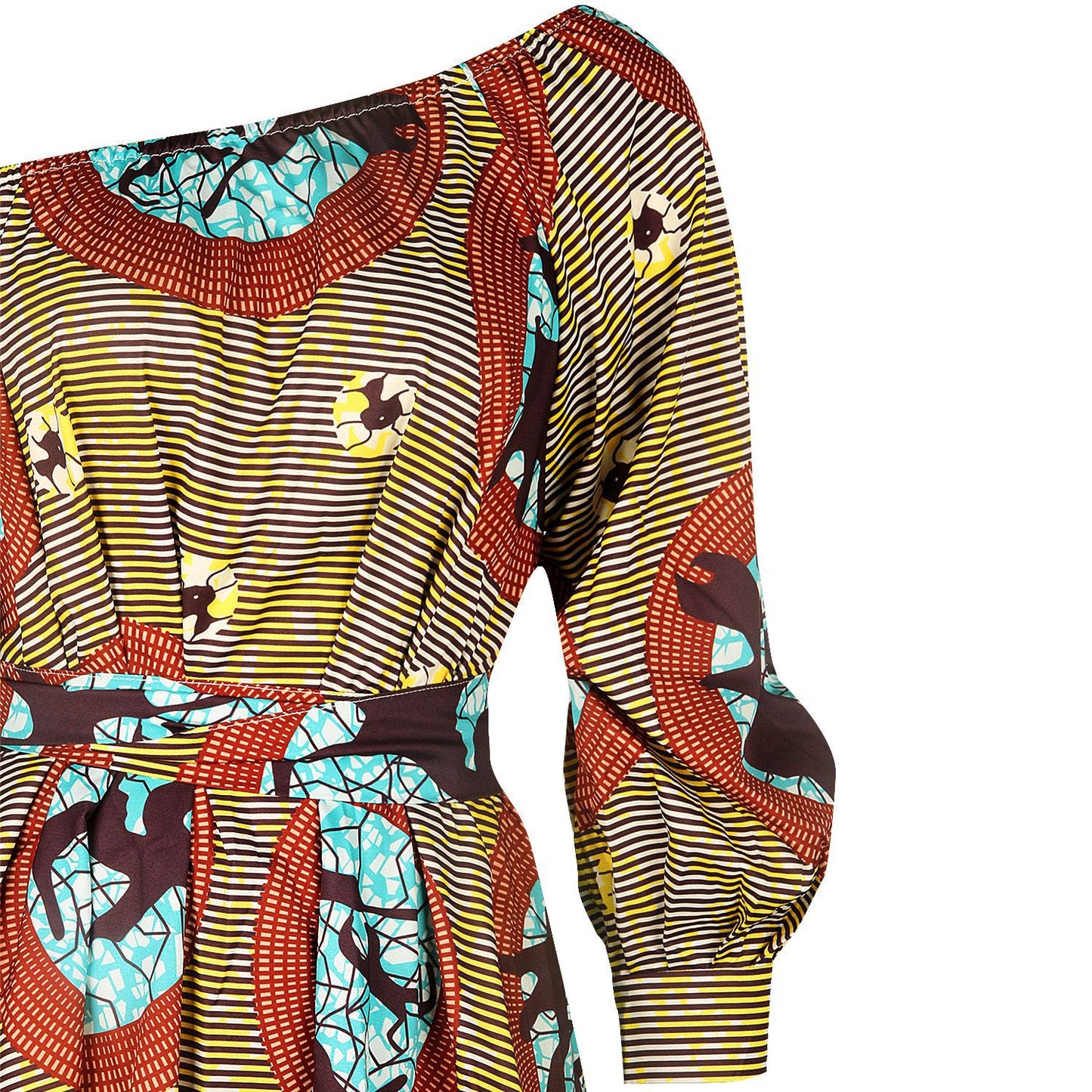 Designed African One Shoulder Long Sleeves Short Dresses