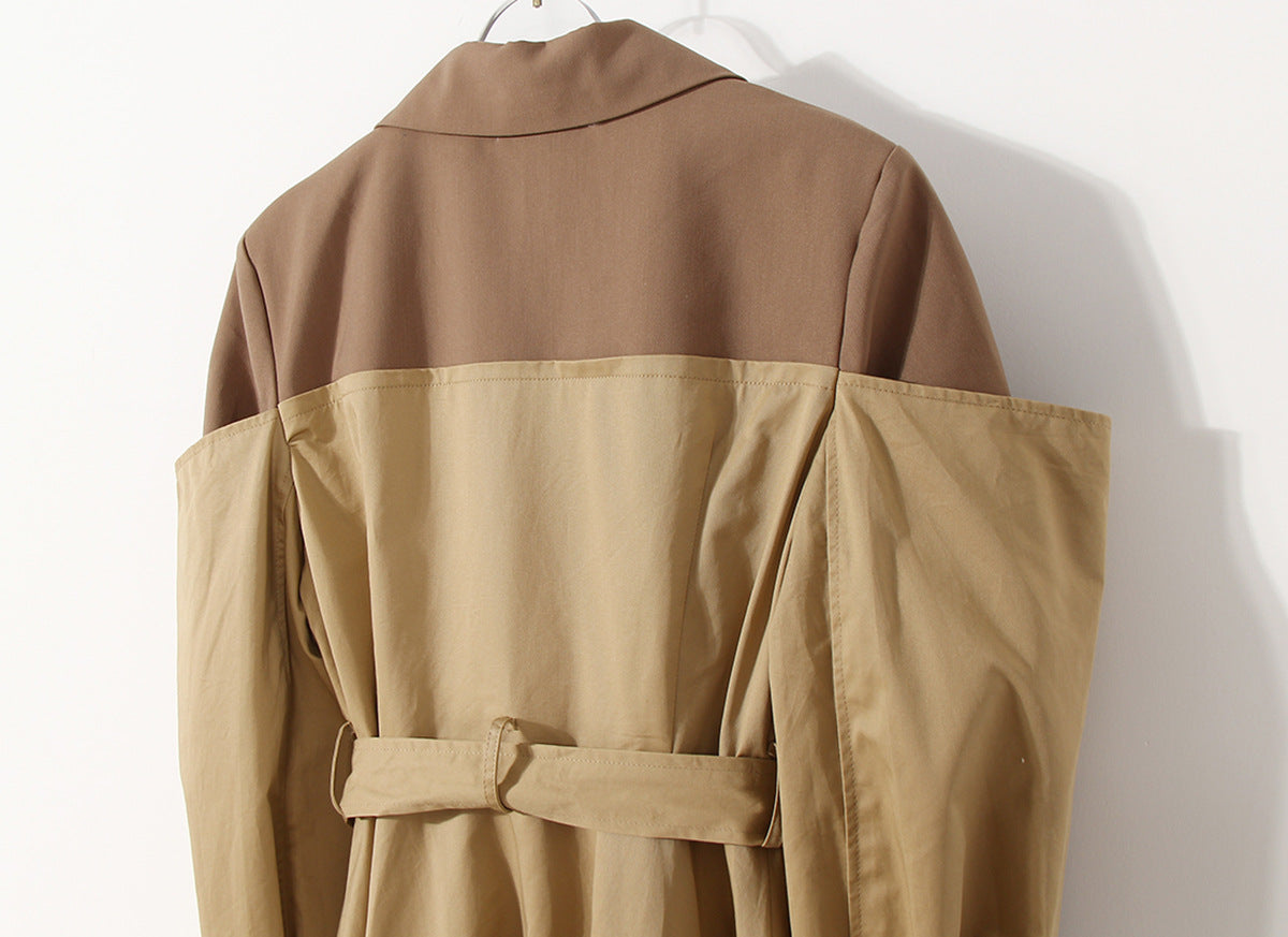 Designed Khaki Color Women Fall Trenchcoat