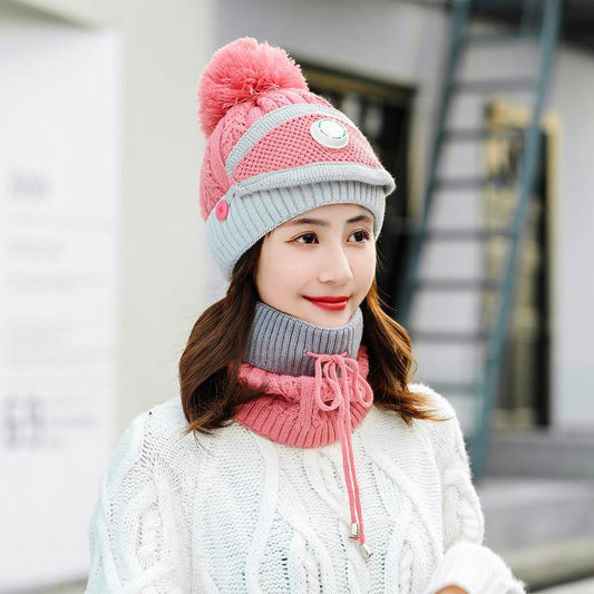 Women Winter Fleece Liner Outdoor Kntting Hats&Scarfs 3pcs/Set-Pink-One Size-Elastic-Free Shipping at meselling99