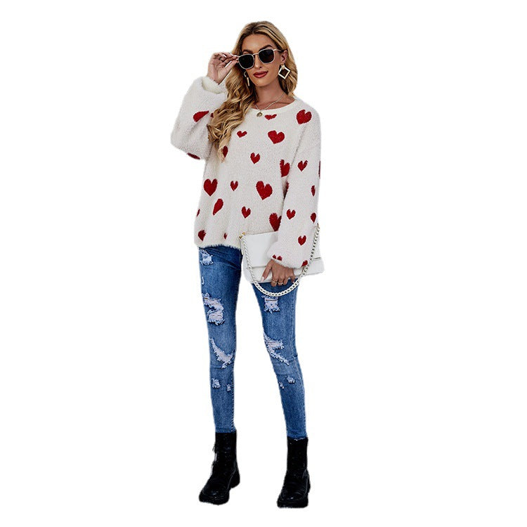 Casual Sweetheart Design Knitting Pullover Sweaters