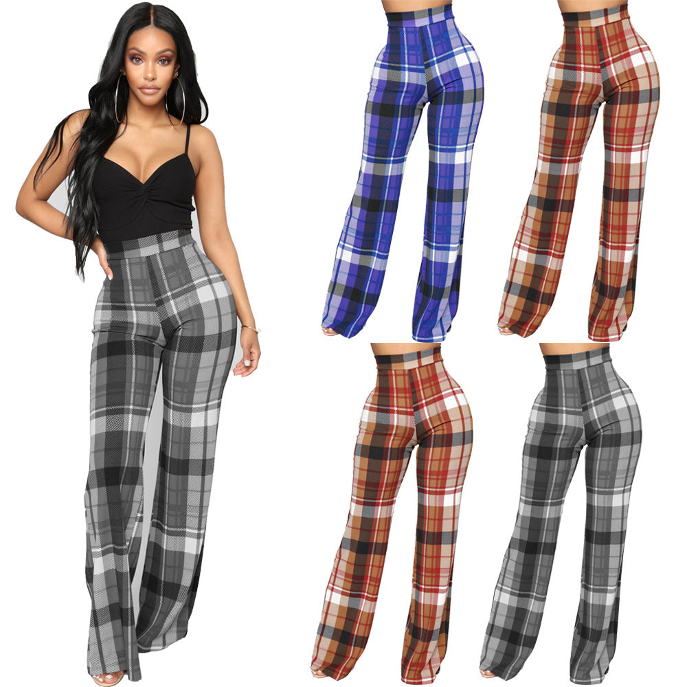 Women Plaid Casual Pants