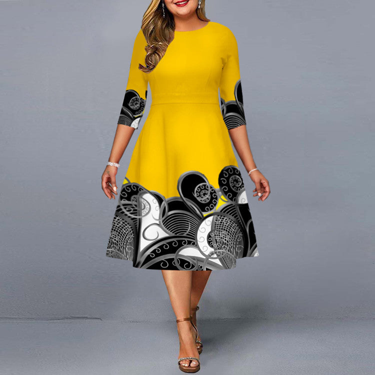 Elegant 3/4 Length Sleeves Plus Sizes Fall Dresses