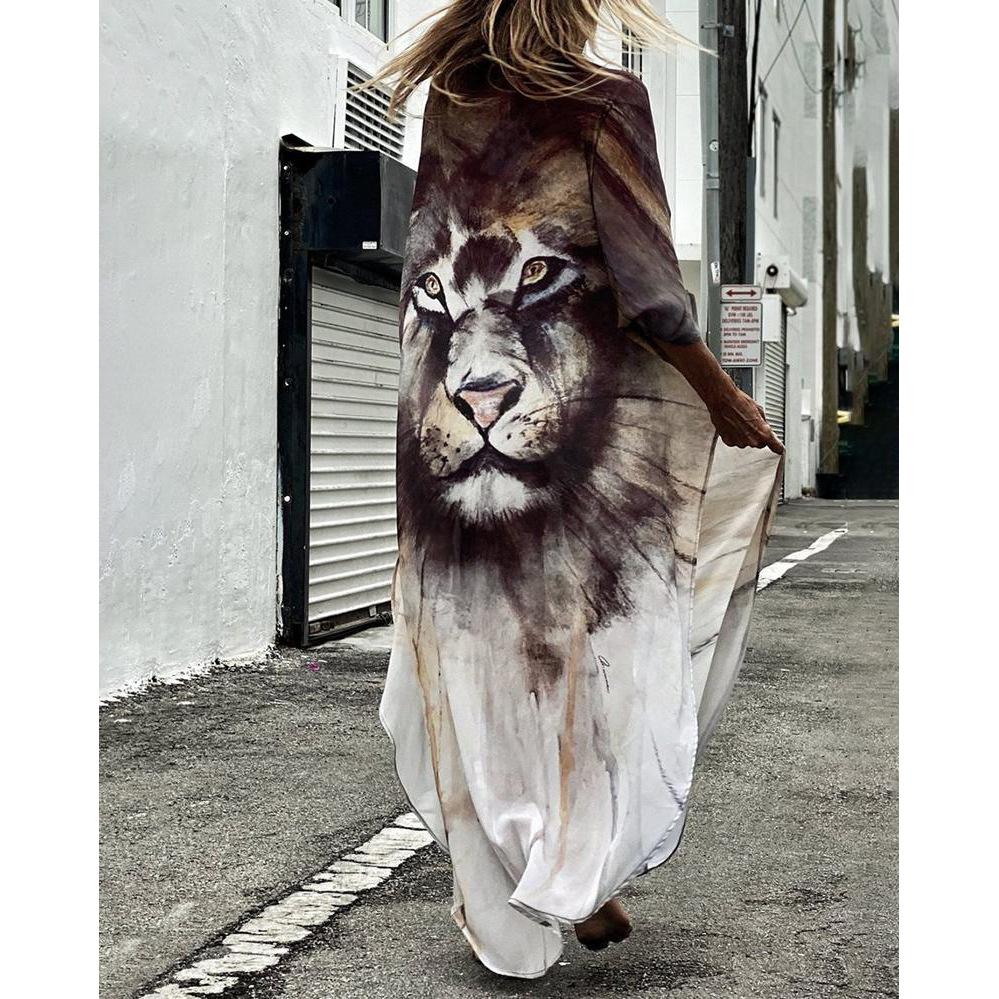 New Women Lion Print Cover Ups-STYLEGOING