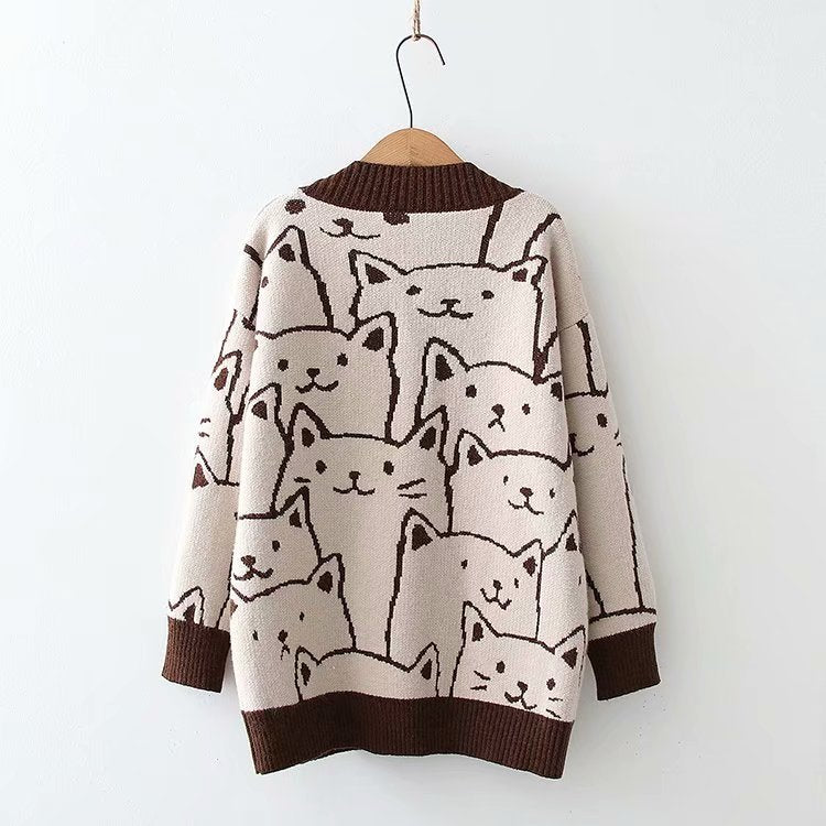 Casual Bear Design Knitted Cardigan Sweaters