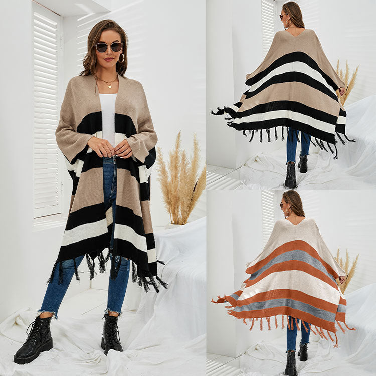 Women Plus Sizes Tassels Knitting Capes