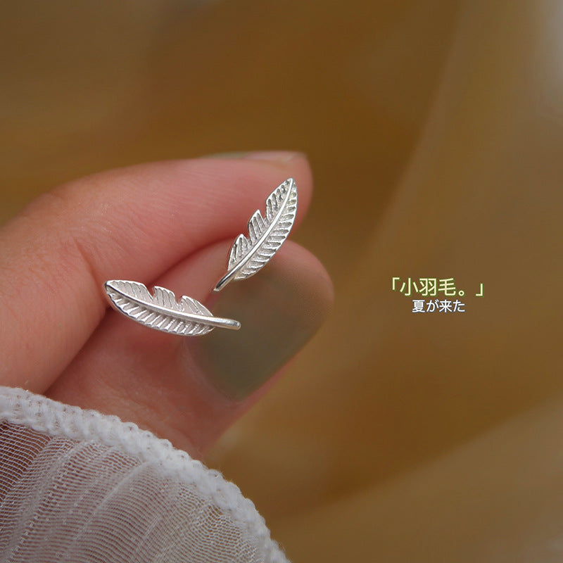 Feather Design Sterling Silver Studs for Women