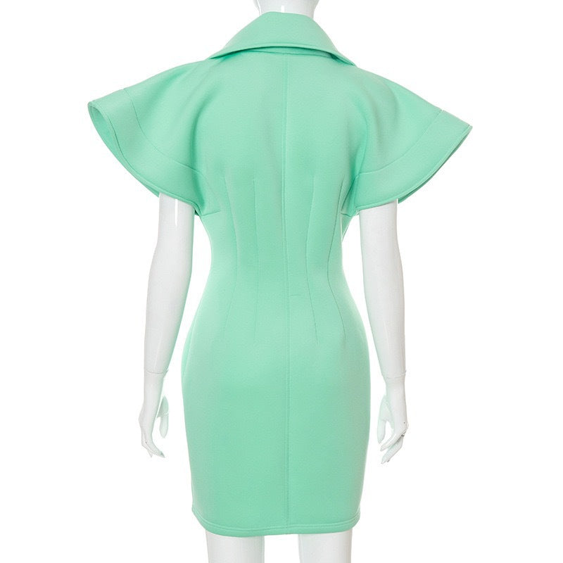 Designed Stand Collar Fall Short Dresses