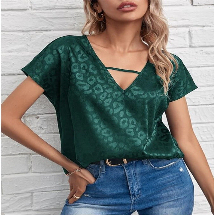 Women Short Sleeves V Neck Blouses