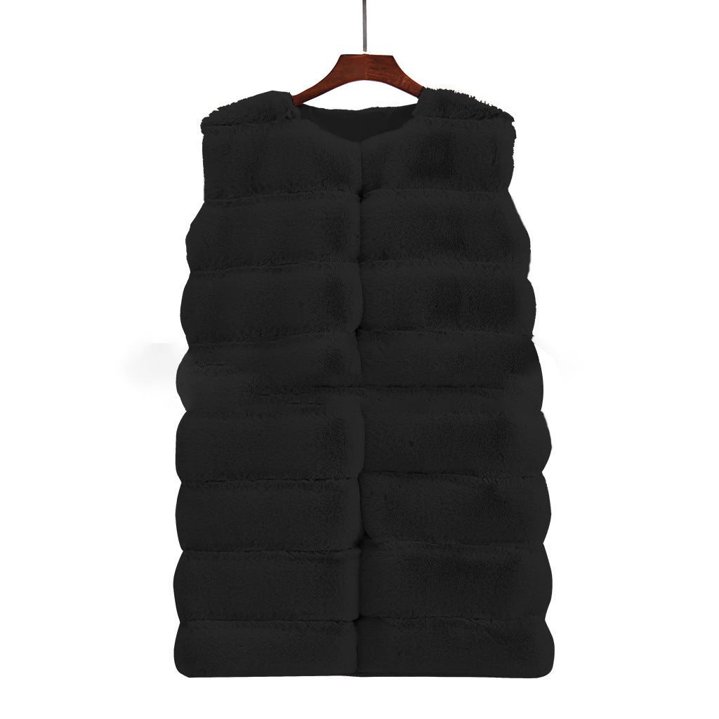 Artificial Fur Warm Winter Long Vest for Women