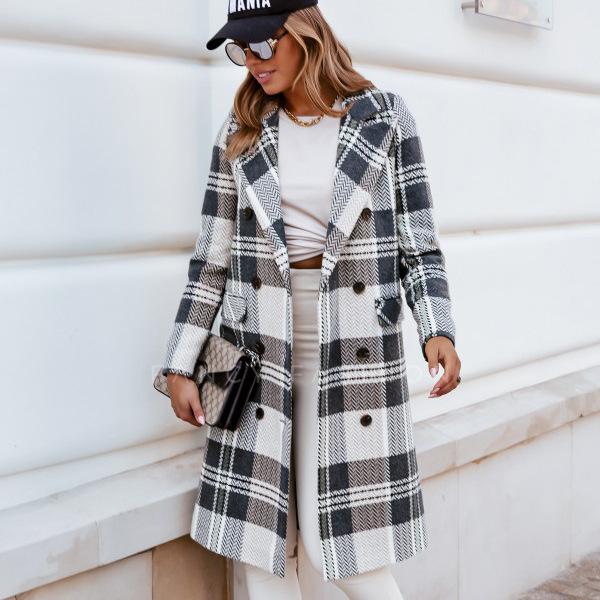 Fashion Women Plaid Woolen Overcoat for Winter--Free Shipping at meselling99