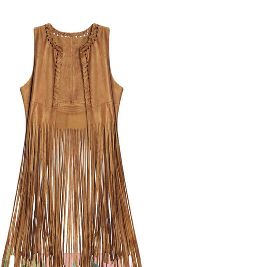 Brown Tassels Sleeveless Women Vest