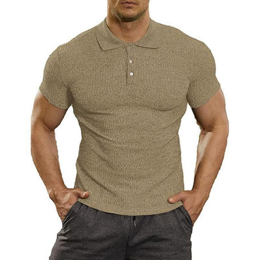 Khaki Summer Knitted Polo T Shirts for Men