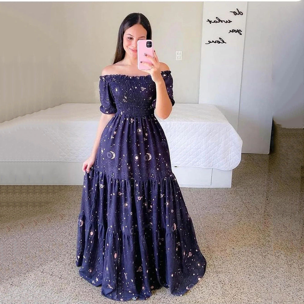 Sexy Off The Shoulder Flowers Long Dresses