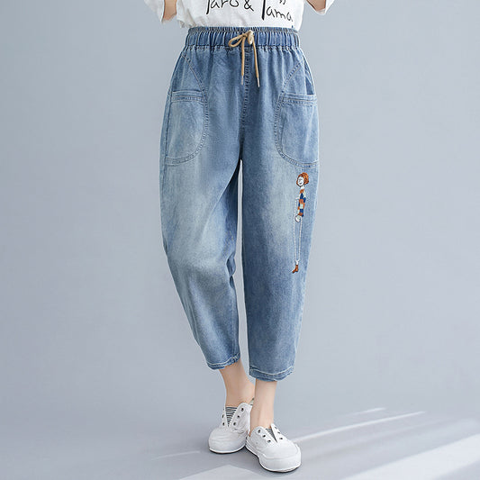 Vintage Embroidery Summer Jeans for Women