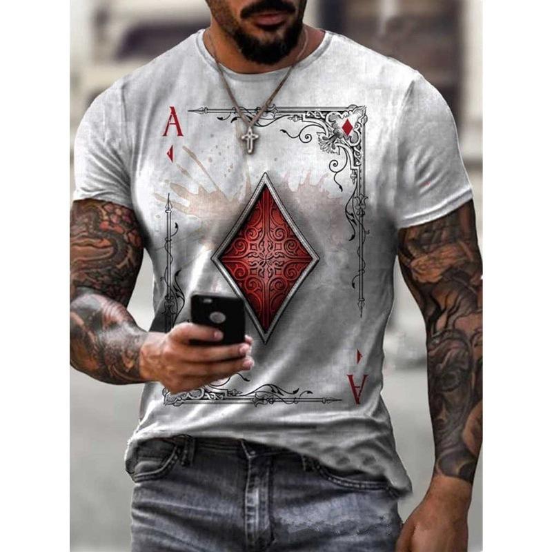 Summer 3D Poker Design Casual Short Sleeves T Shirts