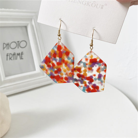 Vintage Irregular Colorful Square Candy Designed Women Earrings