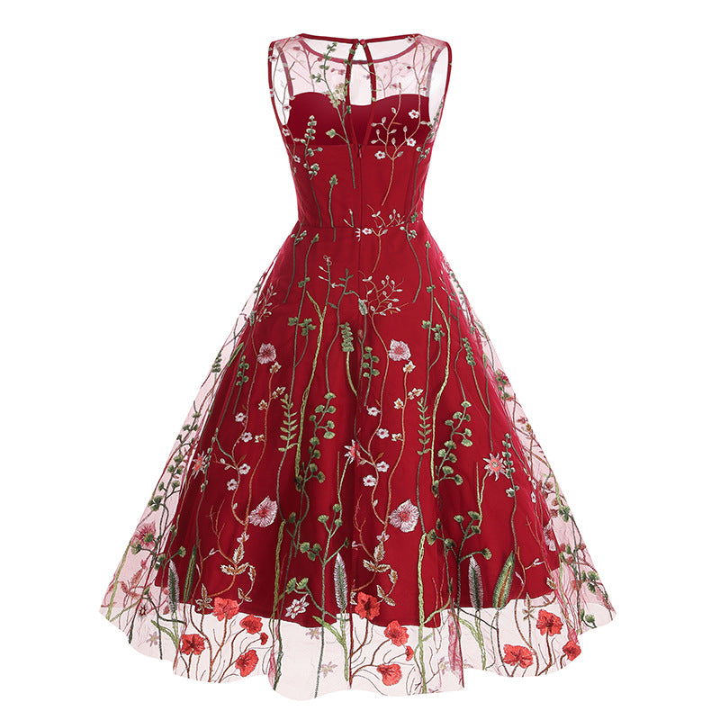 Vintage Sleeveless Embroidery Dresses