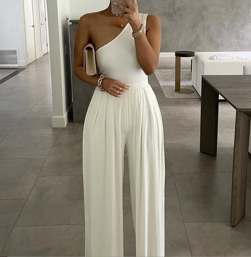 Simple One Shoulder Cozy Jumpsuits-STYLEGOING