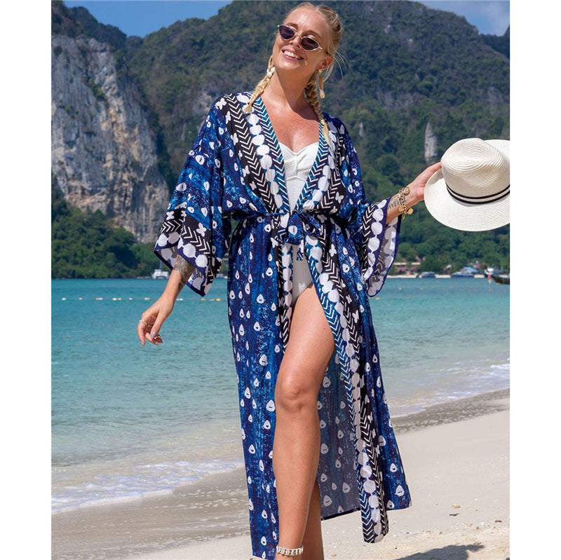 Fashion Floral Print Summer Kimono Beachwear Cover Ups