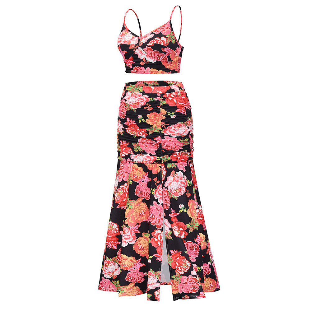 Sexy Floral Split Front Two Pieces Summer Dresses