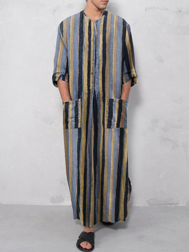 Casual Striped Men's Long Robes